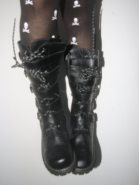 Shoes - Black Buckle Combat Boots